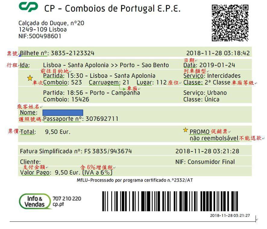 葡萄牙國鐵CP訂票全攻略，七個步驟帶你購買葡萄牙國鐵火車票! @機票甜心甜甜哥